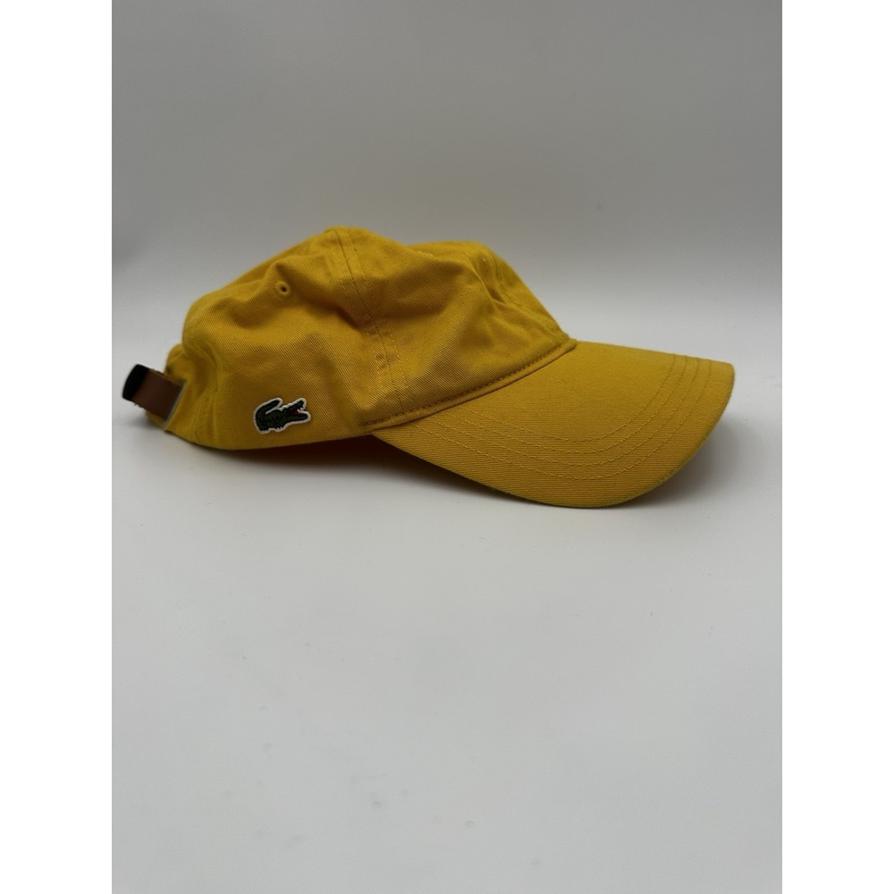 Lacoste Baseball Hat Cap Mustard Yellow Crocodile Logo Leather Strap One Size